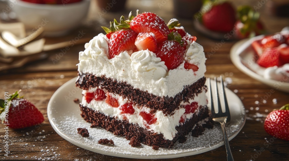 Delicious Chocolate Cake with Strawberries and Cream Delicious Chocolate Cake with Strawberries and Cream