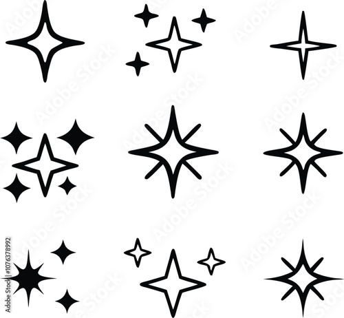 sparkles icon bundle vector Sparkle star icon, set of star sparkles icons