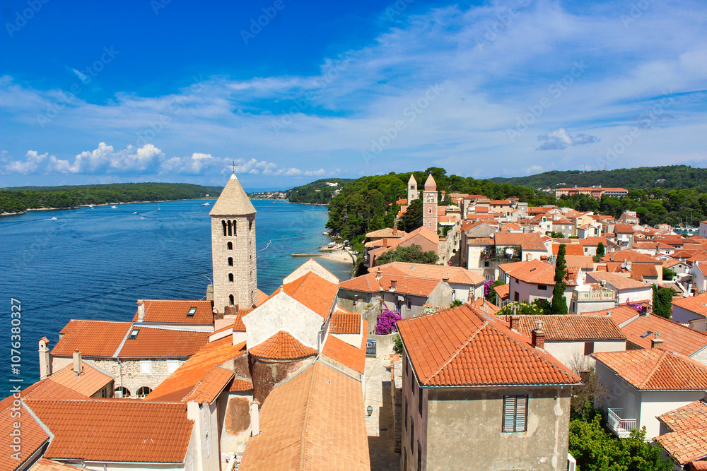 panoramic view of the city of rab on rab island croatia