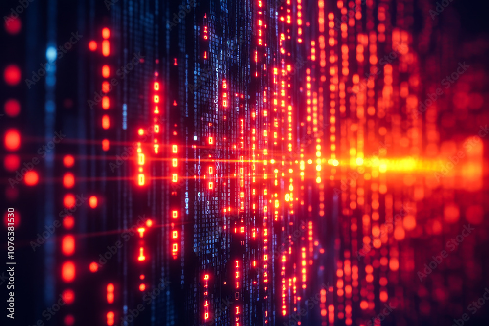 Binary Code Matrix in Digital Style, Cyber Theme for Data and Technology