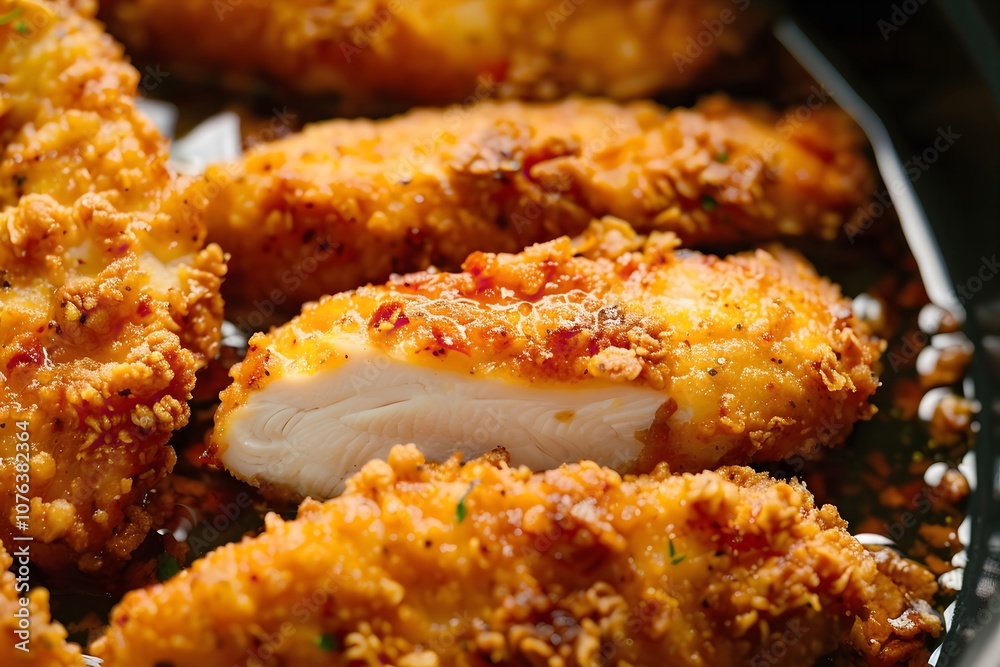 Crispy Fried Chicken Tenders Close Up Crispy Fried Chicken Tenders Close Up