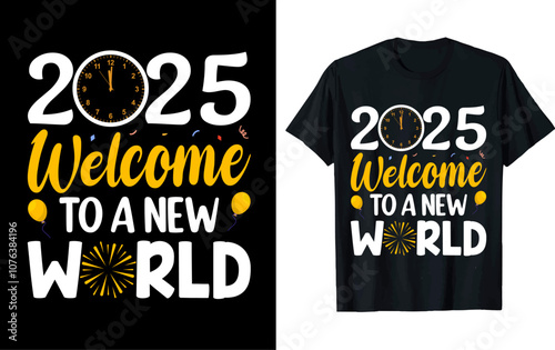 Happy New Year vector t shirt design, vector illustration, Happy New Year design, silhouette style. 