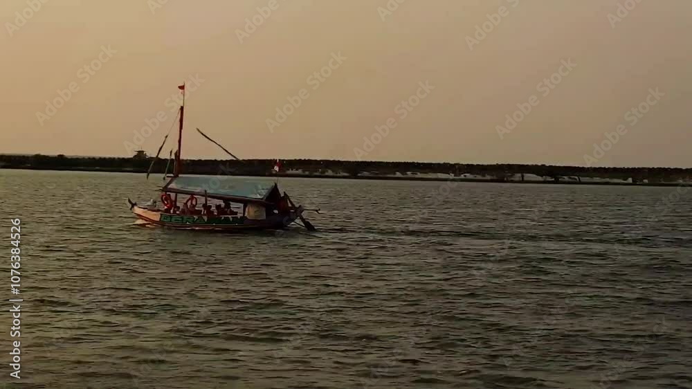 Landscape of ocean with fisherboat in Indonesia. Sea wave with cloudy. Footage of ocean or nature in Indonesia. Landscape of ocean with fisherboat in Indonesia. Sea wave with cloudy. Footage of ocean or nature in Indonesia.