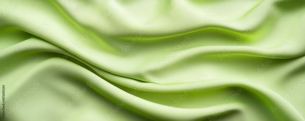 Graceful Green Fabric Folds - Elegant Textured Background with Soft Creases and Smooth Surface Graceful Green Fabric Folds - Elegant Textured Background with Soft Creases and Smooth Surface