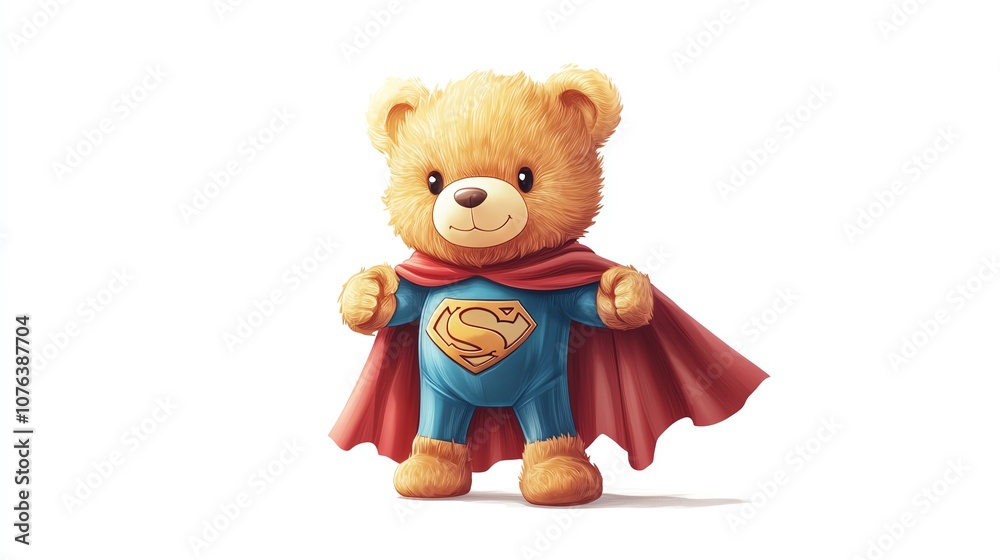 a 2D cartoon illustration of a teddy bear dressed as a superhero, cute and brave, white background--ar 16:9 a 2D cartoon illustration of a teddy bear dressed as a superhero, cute and brave, white background--ar 16:9