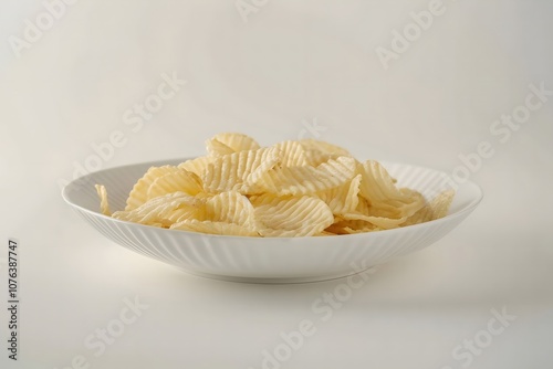 Crispy Potato Chips in a White Bowl