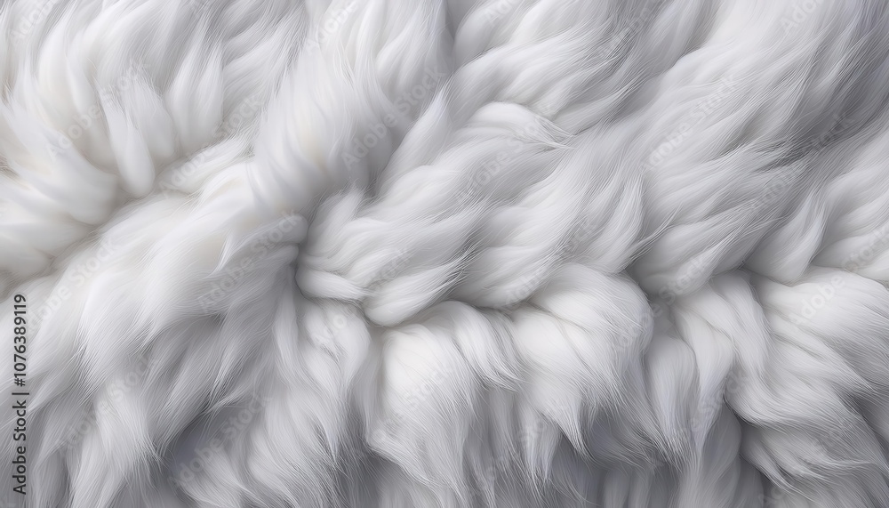 Obraz premium Intricately Layered White Fur Texture Background. Ultra Soft, Feathered Fibers with Luxurious, Fluffy Details for Winter Aesthetic Projects, Cozy Interior Decor, and High-End Product Mockups