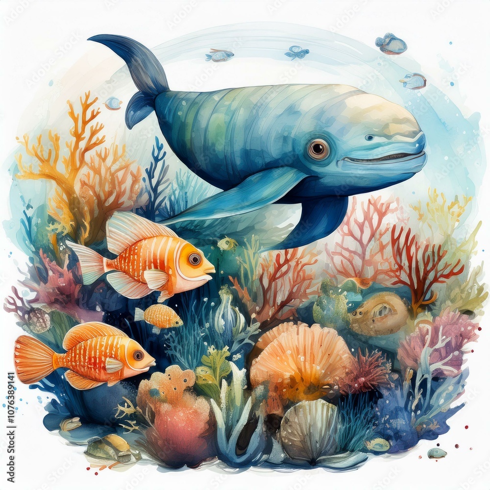 Naklejka premium fish and coral