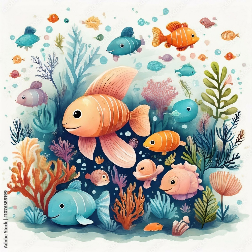 Naklejka premium fish and coral