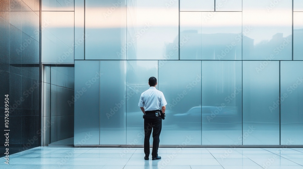 Man Standing in Front of Modern Building Man Standing in Front of Modern Building