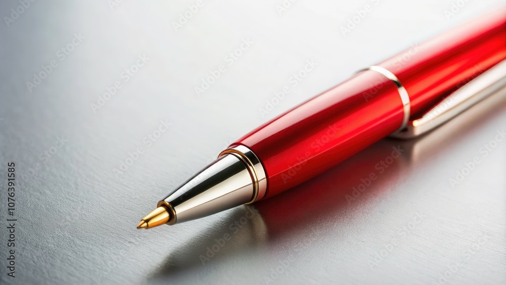 Vibrant Red Pen on White Surface - Macro Photography of Stationery, Writing Tools, Office Supplies, and Close-Up Details for Creative Projects and Marketing Vibrant Red Pen on White Surface - Macro Photography of Stationery, Writing Tools, Office Supplies, and Close-Up Details for Creative Projects and Marketing