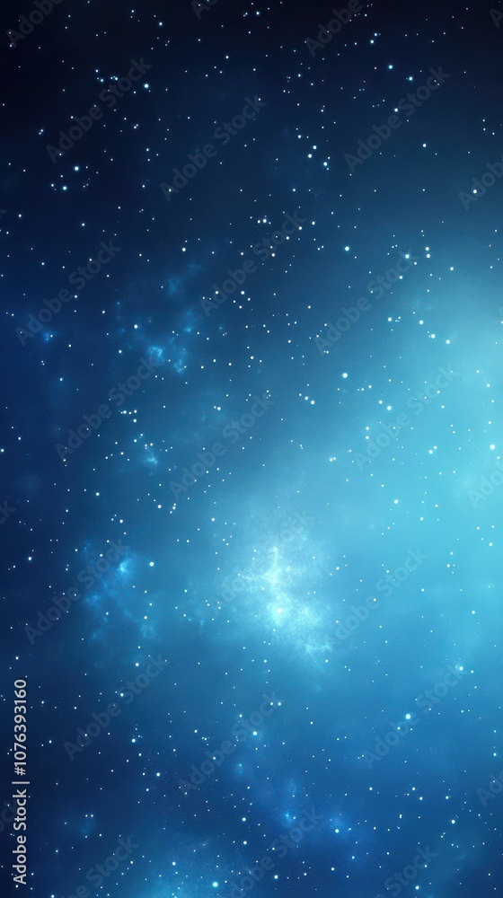 Obraz premium Starry night sky with radiant light rays on blue blurred background