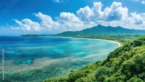 Scenic Coastal View with Lush Green Foliage and Turquoise Waters