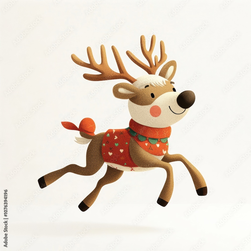 Playful reindeer with festive scarves and bright red noses prance with holiday ornaments, bringing a warm and joyful holiday vibe. Playful reindeer with festive scarves and bright red noses prance with holiday ornaments, bringing a warm and joyful holiday vibe.