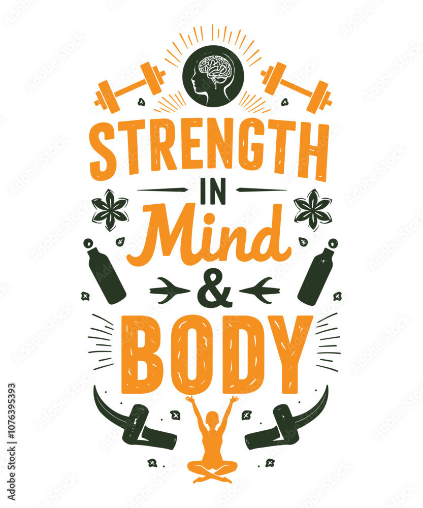 STRENGTH IN MIND & BODY typography t-shirt vector design templates STRENGTH IN MIND & BODY typography t-shirt vector design templates