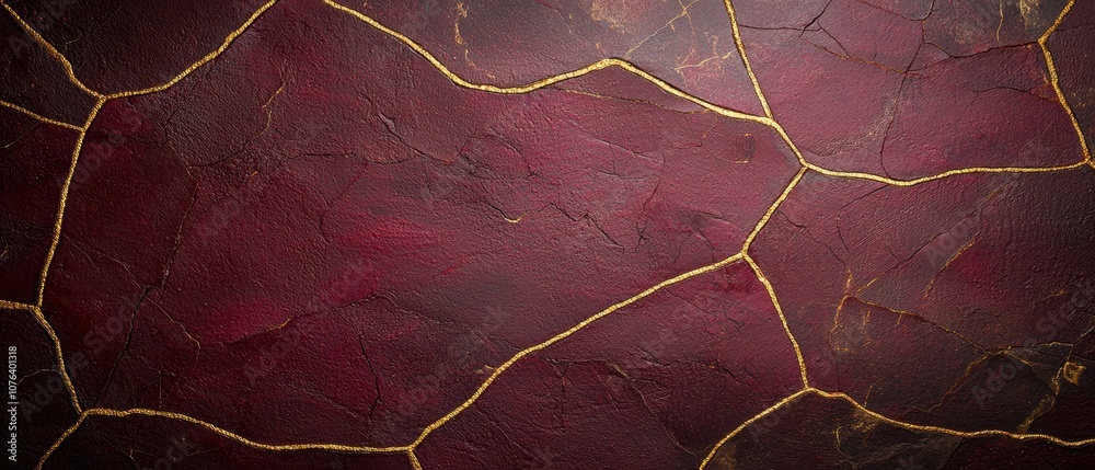 Fototapeta premium Vibrant abstract cracked texture background with golden lines