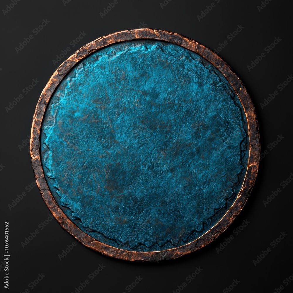 Vibrant blue stone with rustic metal frame Vibrant blue stone with rustic metal frame