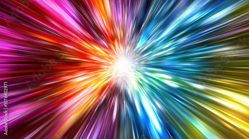 Psychedelic digital art with rainbow hues and neon lights, perfect for wallpaper or design