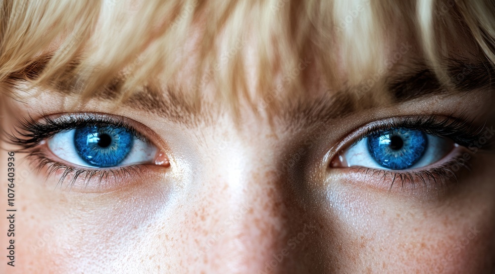 Striking blue eyes close-up Striking blue eyes close-up