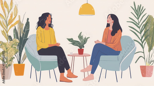 community of women are talking in the studio