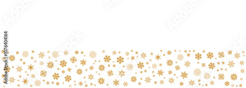Golden christmas snowflakes border vector stock illustration.