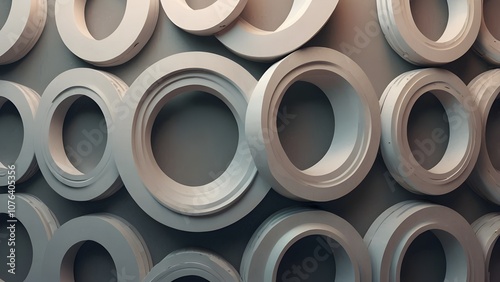 A wall filled with round silicone molds in various sizes and shapes, all light grey.