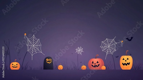 Spooky Halloween themed flat with intricate cobweb designs in dark purple and blue tones perfect for creating festive banners packaging textures and other spooky graphic elements photo