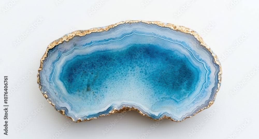 Stunning blue agate geode with golden edges Stunning blue agate geode with golden edges