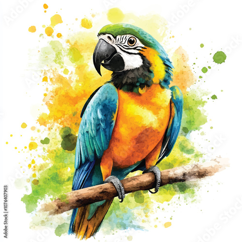 cute Parrot watercolor clipart illustration isolated