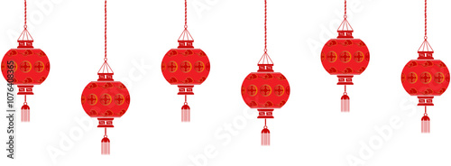 hanging Illustration background red  lanterns for new year chinese