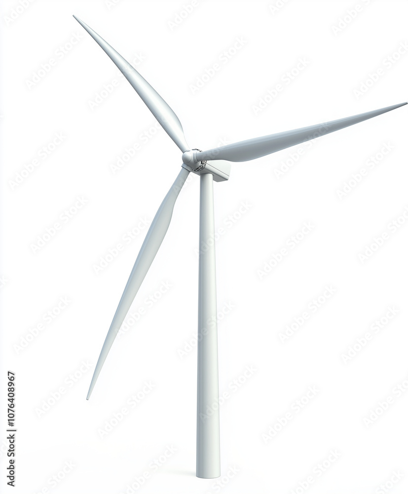 Clean Energy in Focus Wind Turbine Against a Plain Background Clean Energy in Focus Wind Turbine Against a Plain Background