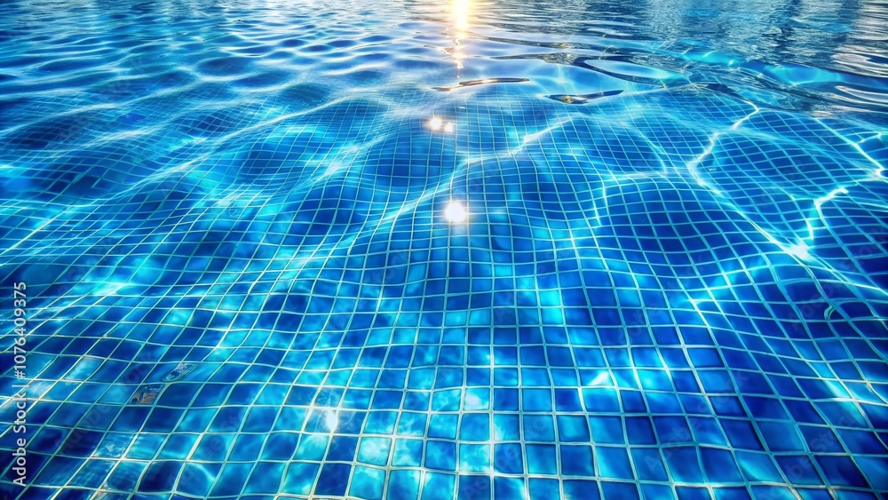Captivating Long Exposure of a Blue Tiled Pool Surface with Clear Sparkling Water, Perfect for Relaxation and Tranquil Outdoor Spaces in Sunny Weather Captivating Long Exposure of a Blue Tiled Pool Surface with Clear Sparkling Water, Perfect for Relaxation and Tranquil Outdoor Spaces in Sunny Weather