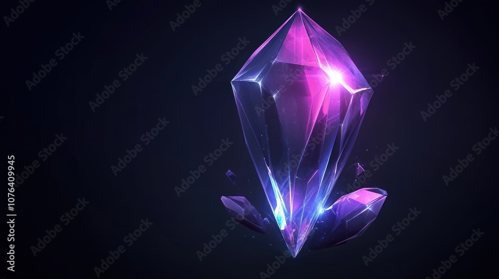 Glowing Purple and Blue Crystal with a Sharp Point Glowing Purple and Blue Crystal with a Sharp Point