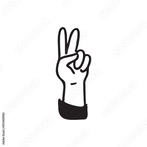 Peace Finger Hand Drawn