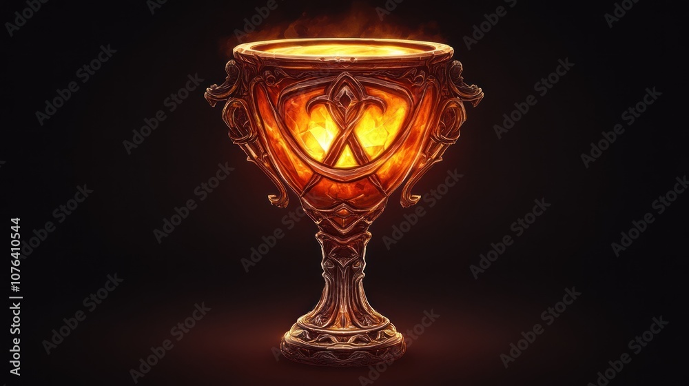 Ornate Golden Chalice Glowing with Flames Ornate Golden Chalice Glowing with Flames