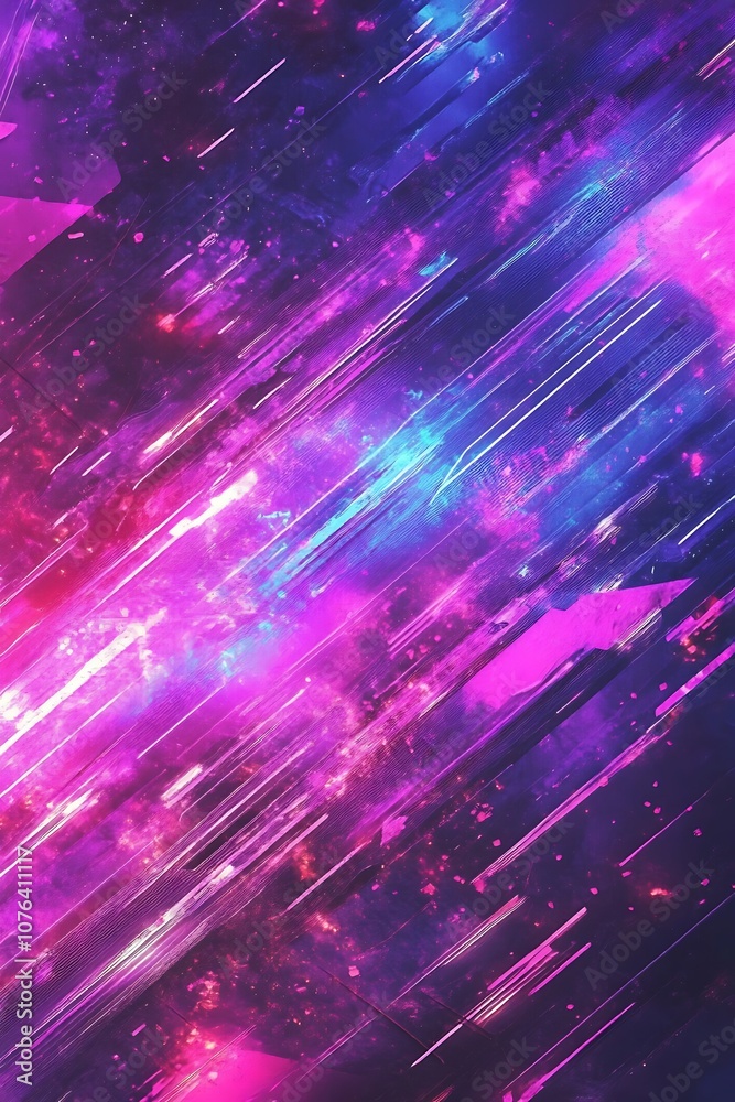 Geometric Abstract Design with Purple Neon Diagonal Lines and a Dynamic, Glowing Backdrop in Modern Style Geometric Abstract Design with Purple Neon Diagonal Lines and a Dynamic, Glowing Backdrop in Modern Style