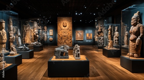 Ancient Statues on Display in an Art Gallery