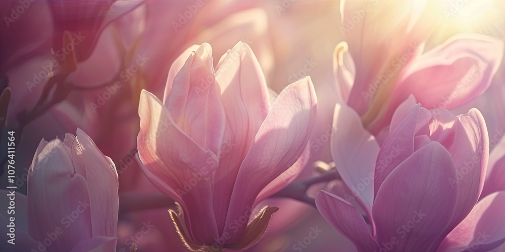 Vibrant Magnolia Blossoms in Spring Sunshine Vibrant Magnolia Blossoms in Spring Sunshine