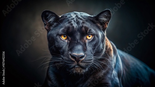 Captivating Low Light Portrait of a Majestic Black Panther Against a Dark Background, Showcasing the Beauty and Power of Wild Animals in Natural Habitat