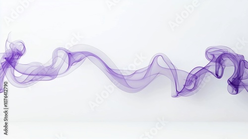 Mesmerizing purplehued smoke flows and swirls across a crisp white background creating a soft delicate and elegant abstract composition
