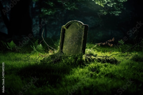 Old unmarked tombstone cemetery outdoors grass.