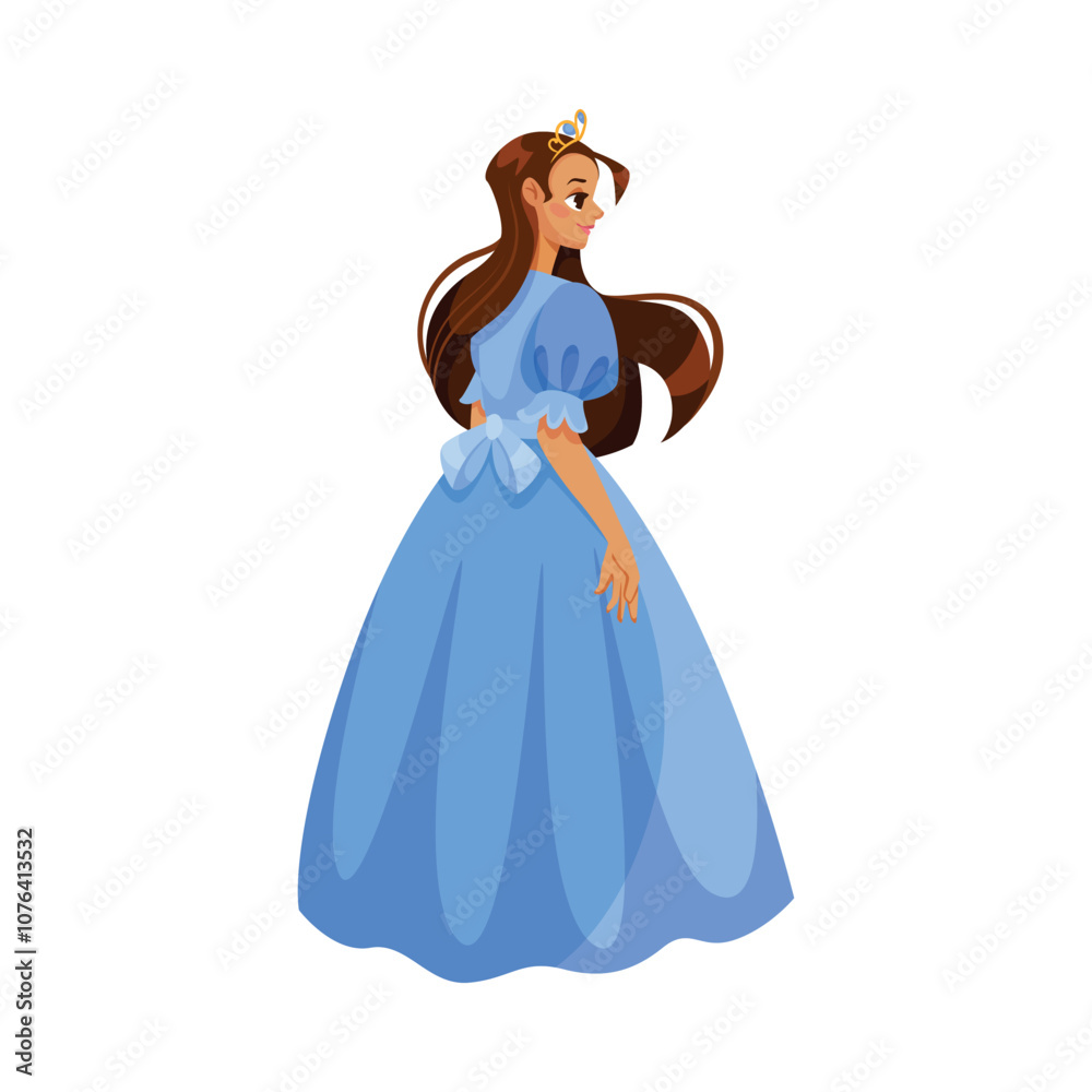 Girl Princess in Pretty Dress and Attire Standing and Smiling Vector Illustration Girl Princess in Pretty Dress and Attire Standing and Smiling Vector Illustration