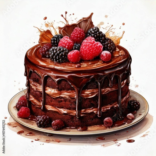 chocolate cake with fruits