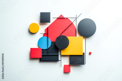 Modern Minimalist Shapes with Vibrant Color Blocks, Abstract Art