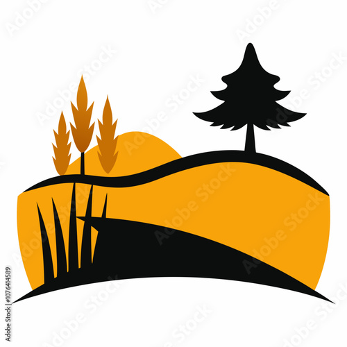 Prairie silhouette vector illustration on white background