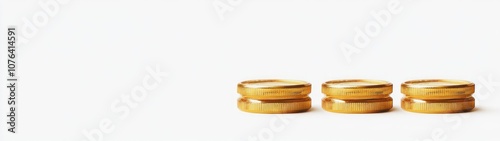 Three Gold Caps on a White Background photo