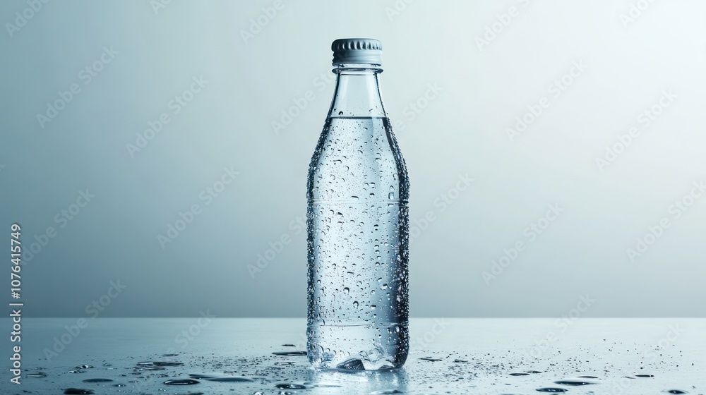 Ultra realistic photo of a bottle of mineral water on white background, no shadows, commercial beverage Ultra realistic photo of a bottle of mineral water on white background, no shadows, commercial beverage