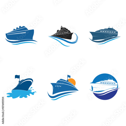 cruise ship Logo Template vector icon