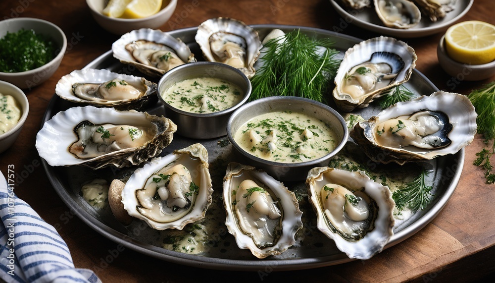 Grilled Oysters with Herb Butter Sauce