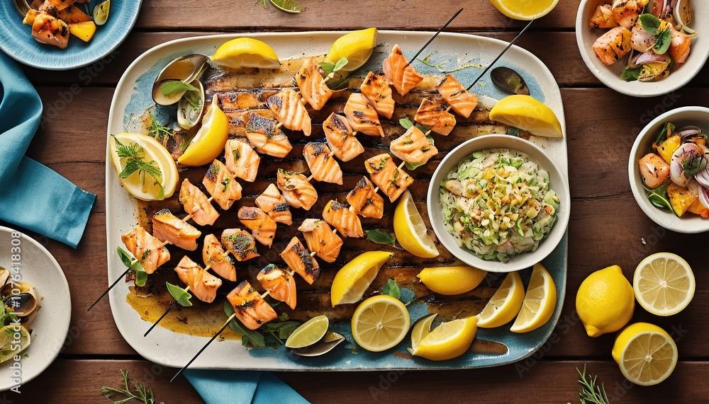 Grilled Salmon with Asparagus and Lemon Grilled Salmon with Asparagus and Lemon